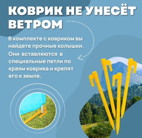 Пляжный водоотталкивающий коврик 200х140 см. / Покрывало - подстилка для пляжа и пикника анти-песок